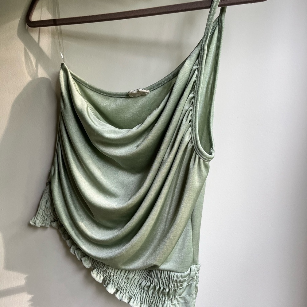 Peach Love California Light Green Draped Tank Top
